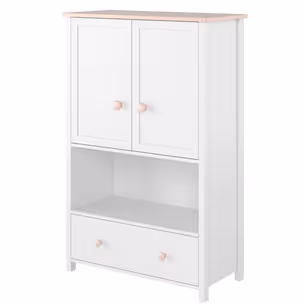 Wysoka komoda LUNA LN-11 - biały/różowy