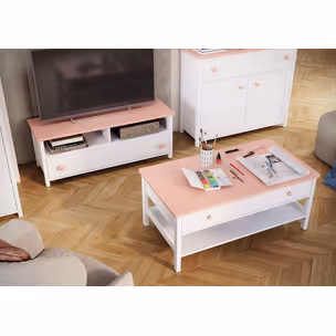Szafka RTV LUNA LN-13 - biały/różowy