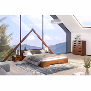 Łóżko drewniane sosnowe SPECTRUM Niskie 90x200 - orzech