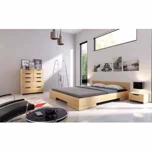 Łóżko drewniane sosnowe SPECTRUM Niskie 160x200 - palisander