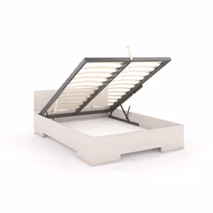 Łóżko drewniane bukowe ze skrzynią na pościel SPECTRUM Maxi&ST 120x200 - biały