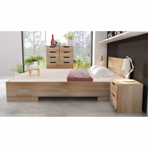 Łóżko drewniane bukowe ze skrzynią na pościel SPECTRUM Maxi&Long ST 140x220 - naturalny