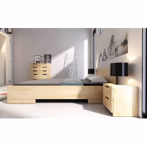 Łóżko drewniane sosnowe ze skrzynią na pościel SPECTRUM Maxi&Long ST 140x220 - naturalny