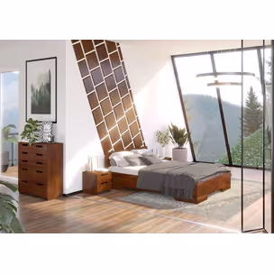 Łóżko drewniane sosnowe ze skrzynią na pościel SPECTRUM Maxi&Long ST 180x220 - palisander