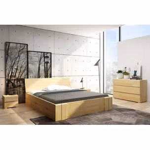 Łóżko drewniane sosnowe z szufladami VESTRE Maxi&DR 200x200 - naturalny