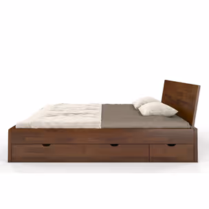 Łóżko drewniane sosnowe z szufladami VESTRE Maxi&DR 180x200 - orzech