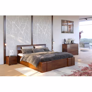 Łóżko drewniane sosnowe z szufladami VESTRE Maxi&DR 180x200 - orzech