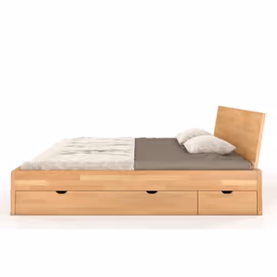 Łóżko drewniane bukowe z szufladami VESTRE Maxi&DR 140x20 - naturalny