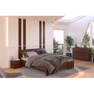 Łóżko drewniane sosnowe VESTRE Maxi&Long 200x220 - orzech