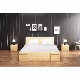Łóżko drewniane sosnowe z szufladami SPARTA Maxi&DR 120x200 - orzech