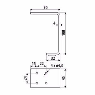 Nóżka meblowa NS32 Czarny Mat H=100 mm Stal grubość 4 mm