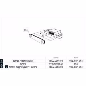 Zamek magnetyczny + zwora metal/tworzywo biały