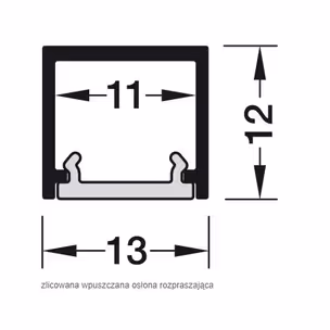 Profil nawierzchniowy LOOX5 2102 do taśm LED 8 mm - czarny/biały / wys. 12 mm / dł. 300 cm