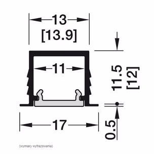 Profil wpuszczany LOOX5 1103 do taśm LED 8 mm - czarny/biały / gł. 12 mm / dł. 300 cm