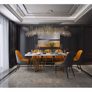 Stół ELBA White Carrera 180x90 - biały/złoty