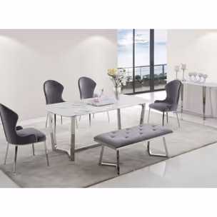 Stół WHITE CARRERA 180x90 - biały/srebrny