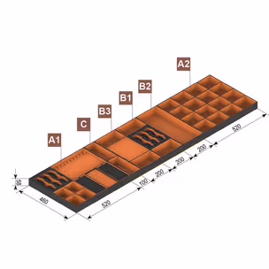 Wkład garderobiany A1 duży na biżuterię (520x460x58) skóra/aksamit czarny/pomarańczowy