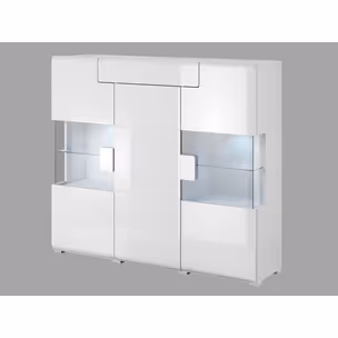 Wysoka komoda TOLEDO 46 - biały laminat/biały połysk