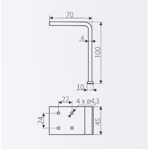 Nóżka meblowa NS31 Czarny Mat H=100 mm Stal grubość 4 mm