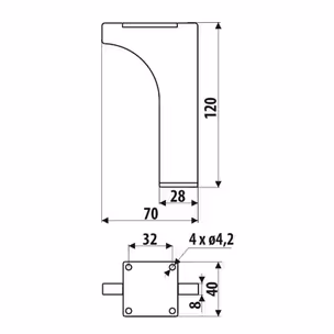 Nóżka meblowa NS34 Czarny Mat H=120 mm Stal grubość 4 mm