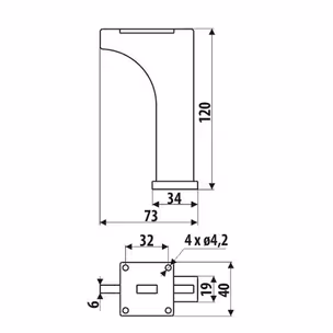 Nóżka meblowa NS35 Czarny Mat H=120 mm Stal grubość 4 mm