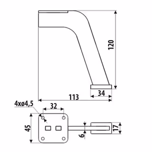 Nóżka meblowa NS36 Czarny Mat H=120 mm Stal grubość 4 mm