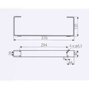 Noga meblowa NS37 Czarny Mat H=120 mm Szerokość 370 mm