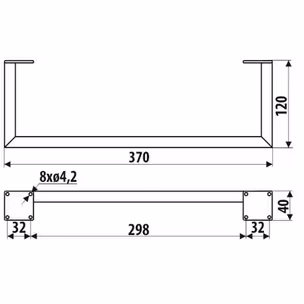 Noga meblowa NS38 Czarny Mat H=120 mm Szerokość 370 mm