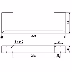 Noga meblowa NS39 Czarny Mat H=120 mm Szerokość 370 mm