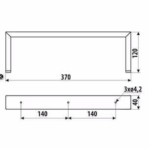 Noga meblowa NS40 Czarny Mat H=120 mm Szerokość 370 mm