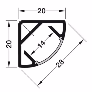 Profil narożny LOOX 2195 do taśm LED 10 mm - aluminium/biały / 20x20 mm / dł. 250 cm