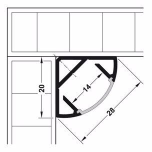 Profil narożny LOOX 2195 do taśm LED 10 mm - aluminium/biały / 20x20 mm / dł. 250 cm