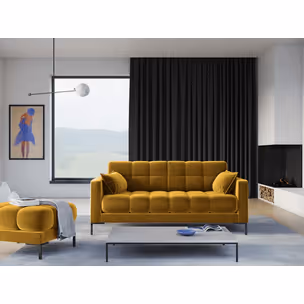 Aksamitna sofa 2-osobowa MAMAIA - czarne nogi