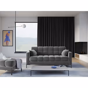 Aksamitna sofa 2-osobowa MAMAIA - czarne nogi