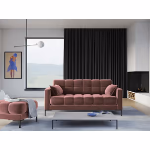 Aksamitna sofa 3-osobowa MAMAIA - czarne nogi