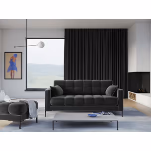 Aksamitna sofa 3-osobowa MAMAIA - czarne nogi