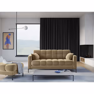 Aksamitna sofa 3-osobowa MAMAIA - czarne nogi