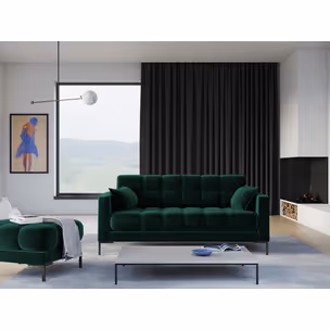 Aksamitna sofa 3-osobowa MAMAIA - czarne nogi