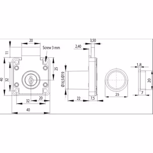 Zamek kwadratowy Siso X-850 MASTER J11 - czarny / fi 19 mm
