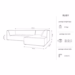 Narożnik modułowy RUBY prawostronny