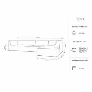 Narożnik modułowy 5-osobowy RUBY prawostronny