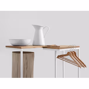 Stolik LUPE SOLID WOOD 30 - dąb/biały