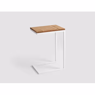 Stolik LUPE SOLID WOOD 30 - dąb/biały