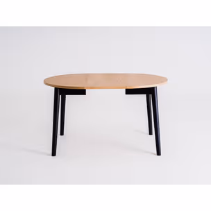 Drewniany stół okrągły rozkładany ANTON ROUND 95-175x95 - dąb/czarny