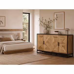 Komoda drewniana 4D2S INDUS - dąb/czarny