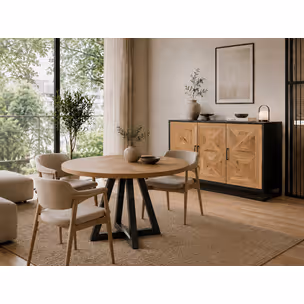 Komoda drewniana 3D1S INDUS - dąb/czarny