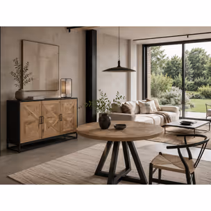 Komoda drewniana 3D1S INDUS - dąb/czarny