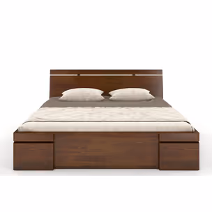 Łóżko drewniane sosnowe z szufladami SPARTA Maxi&DR 200x200 - orzech