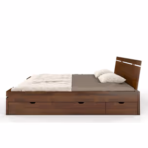 Łóżko drewniane sosnowe z szufladami SPARTA Maxi&DR 200x200 - orzech