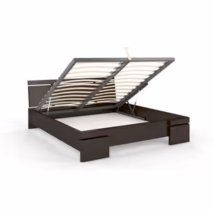 Łóżko drewniane sosnowe ze skrzynią na pościel SPARTA Maxi&ST 200x200 - palisander